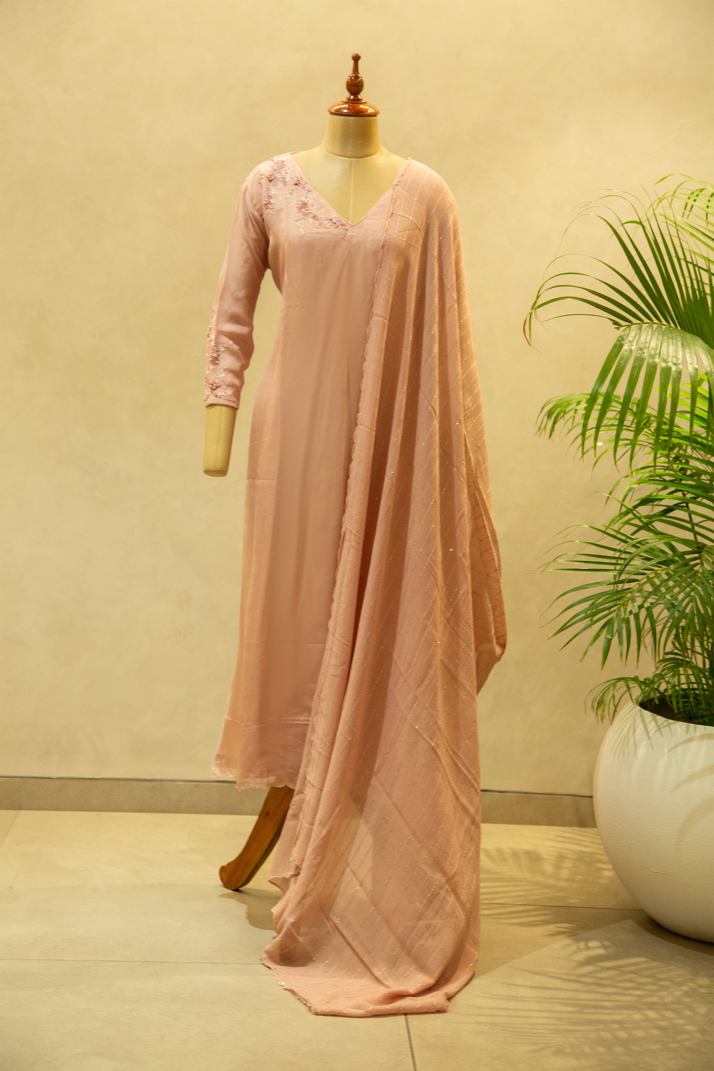 Light Peach Semi Stitched Salwar Set