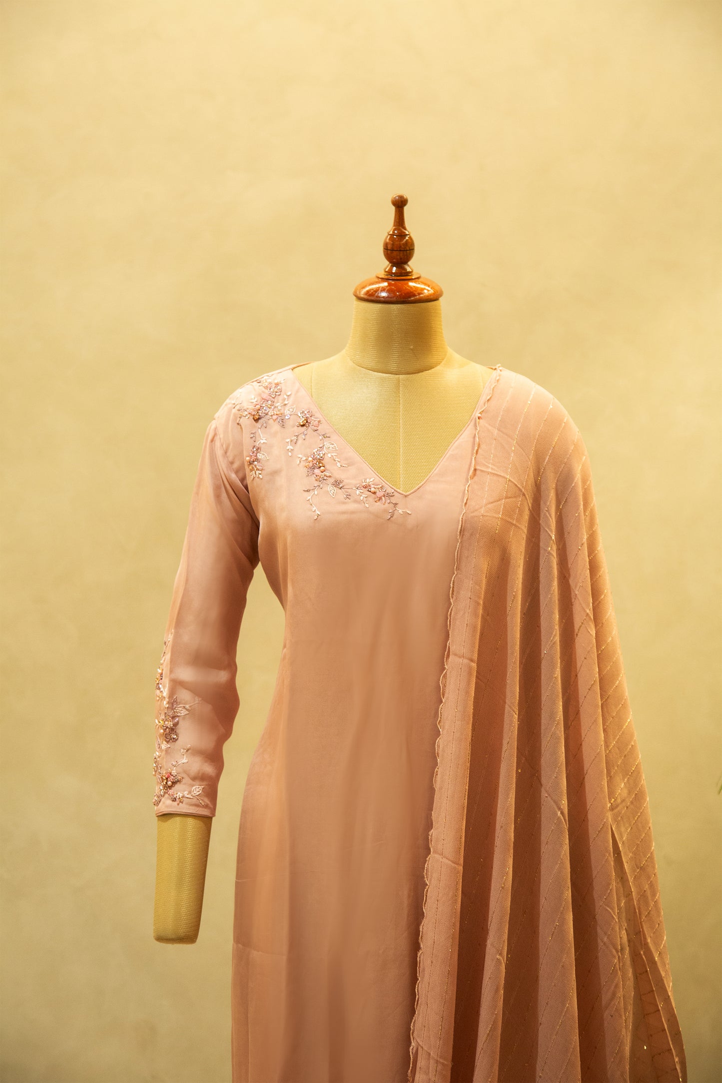 Light Peach Semi Stitched Salwar Set