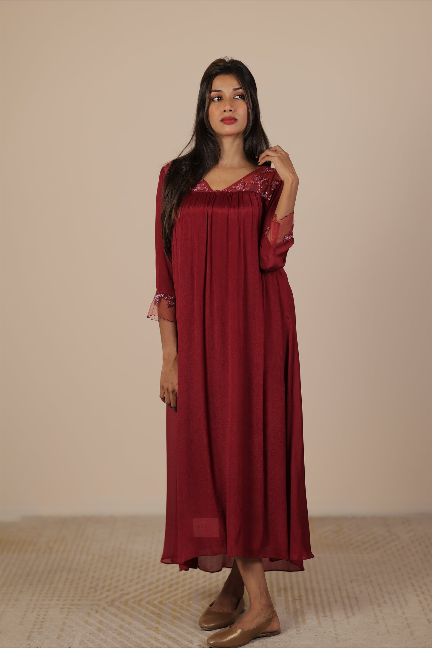 Meroon georgette kurti