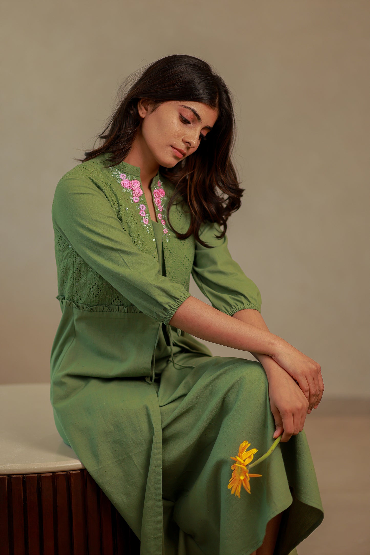 Leaf Green Cotton Kurti