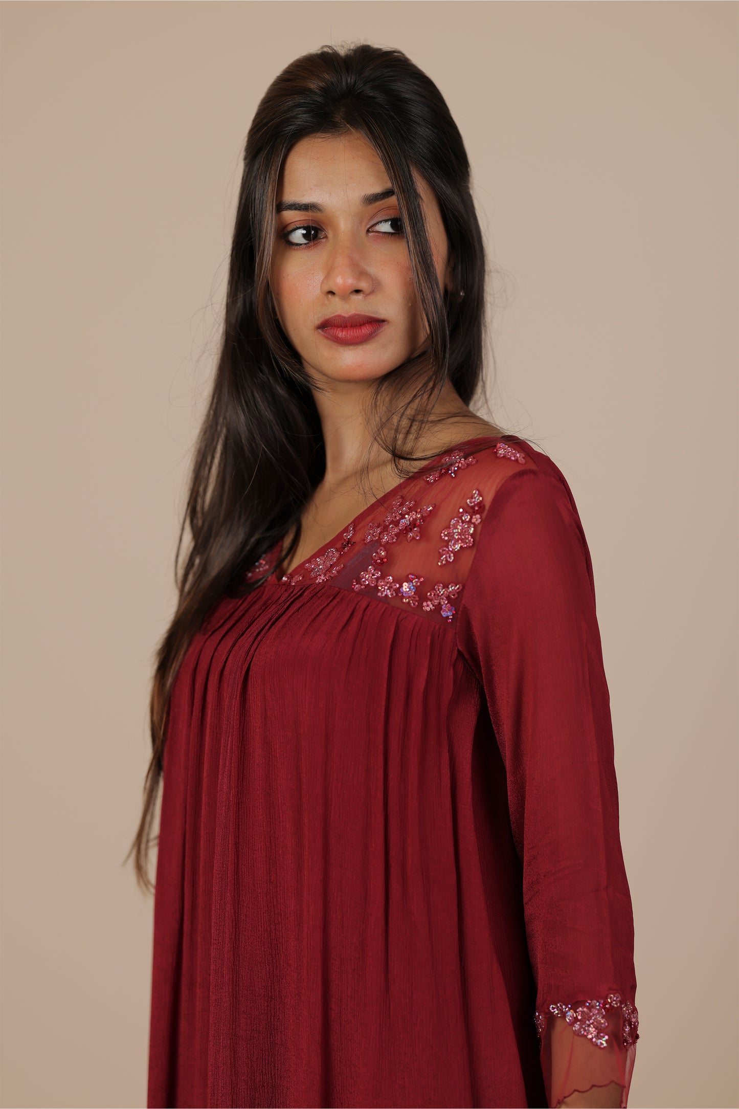 Meroon georgette kurti