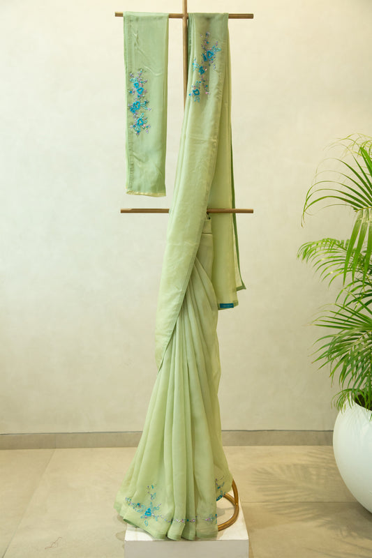 Viscose Organza Hand Embroidered Saree