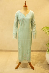 Aqua Green Semi- Stitched Salwar Set