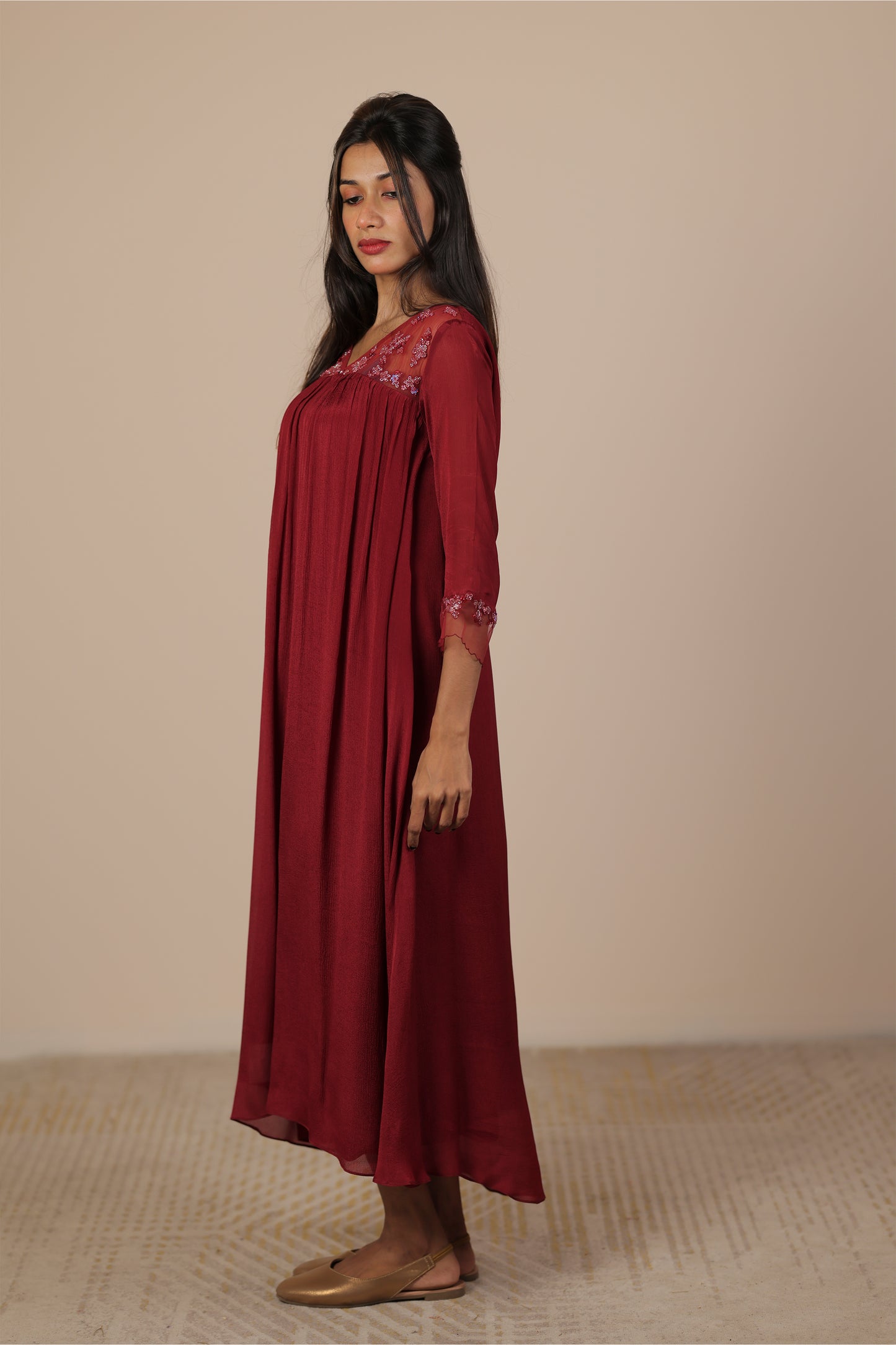 Meroon georgette kurti