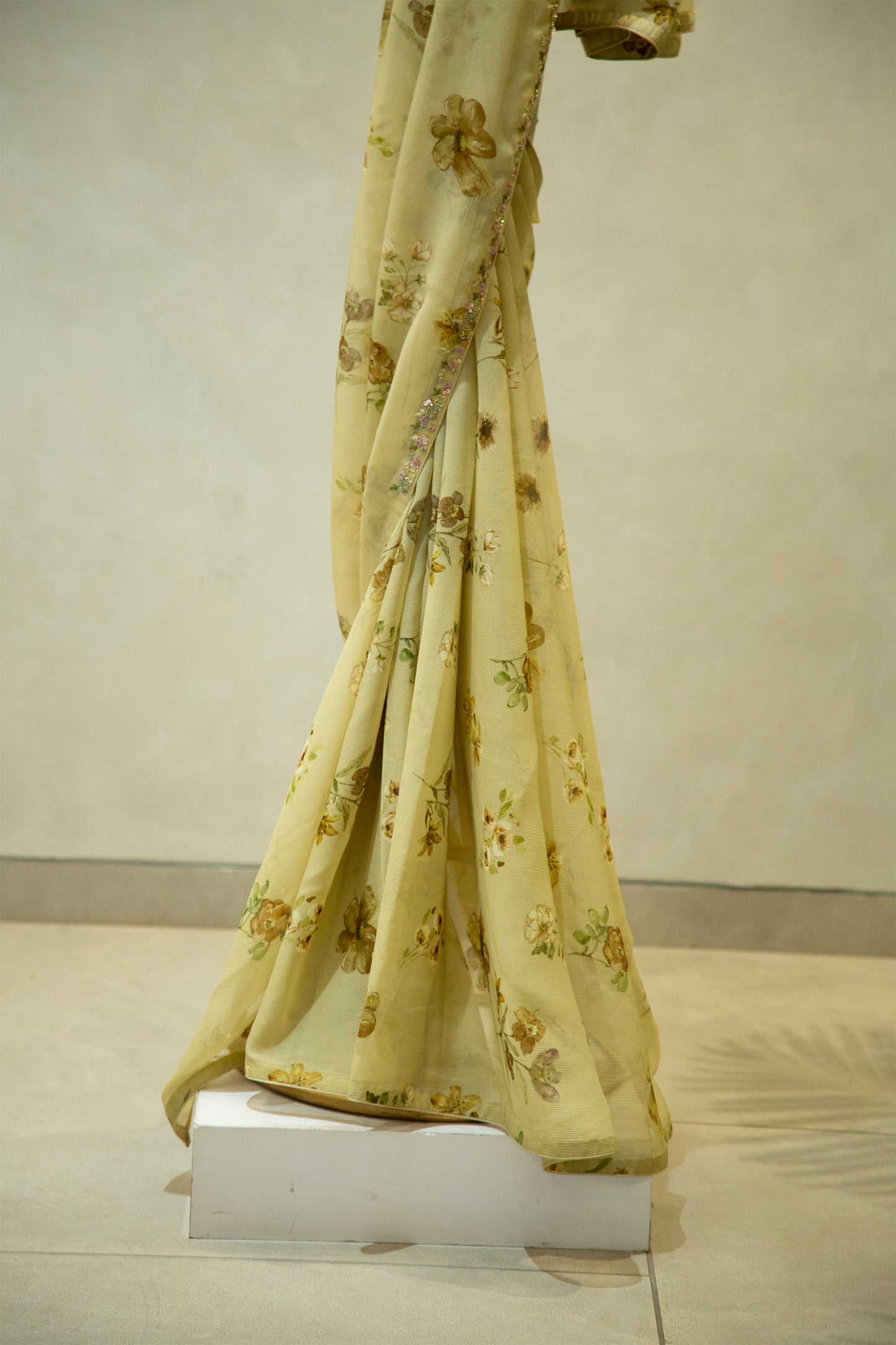 Olive Green Shiffon Saree