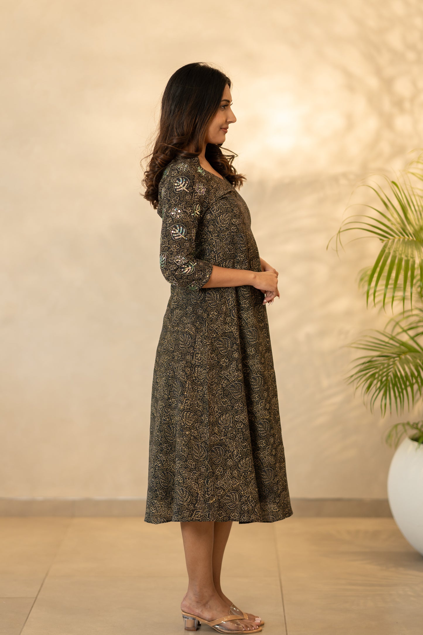 Ajrakh Cotton Hand Embroidered Kurti