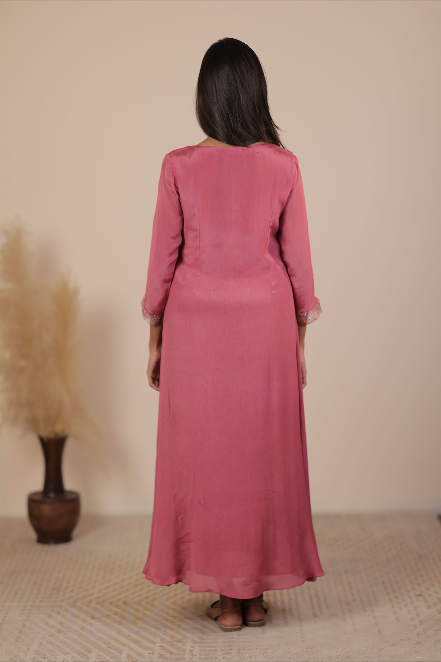 Rouge pink chinon kurti