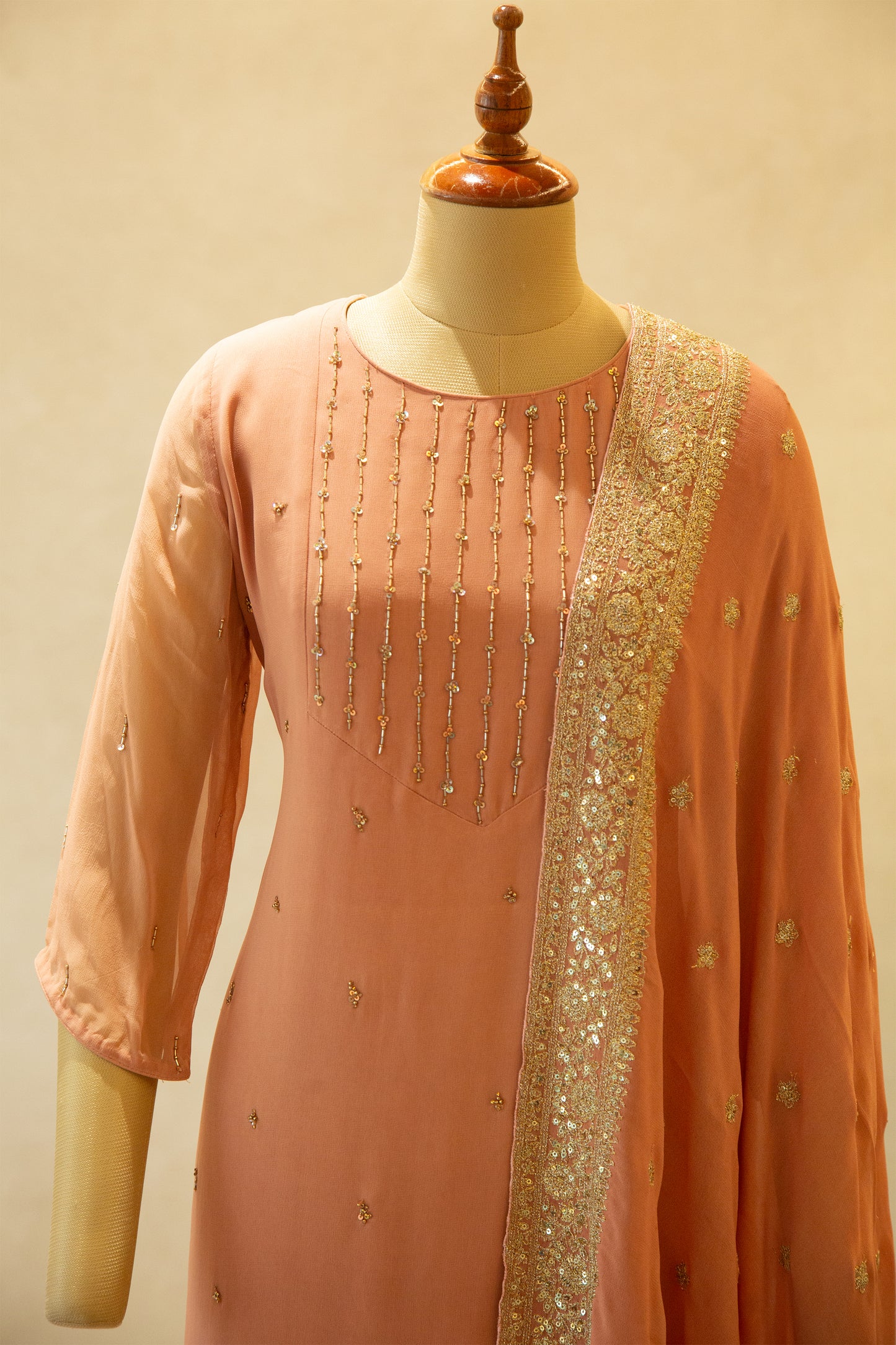 Georgette Hand Embroidered Semi- Stitched Salwar Set