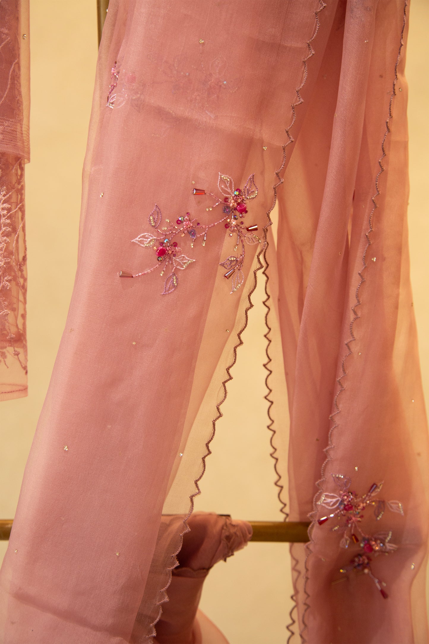 Onion pink organza saree