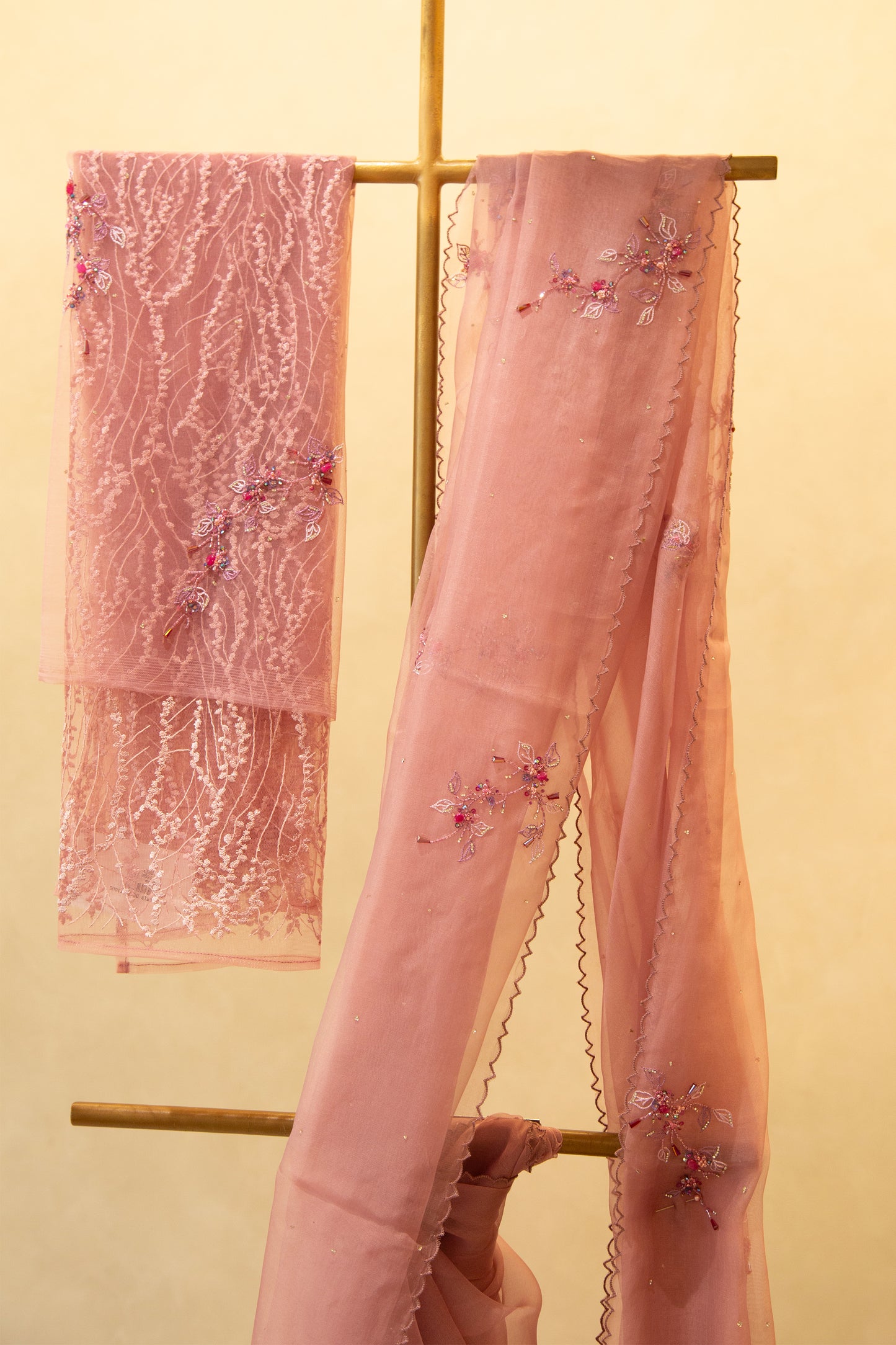 Onion pink organza saree