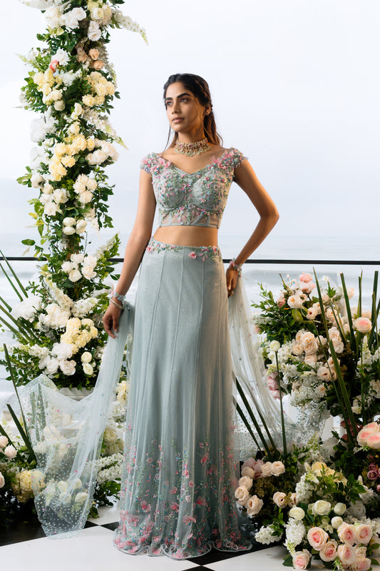 Paris hand-embroidered lehenga