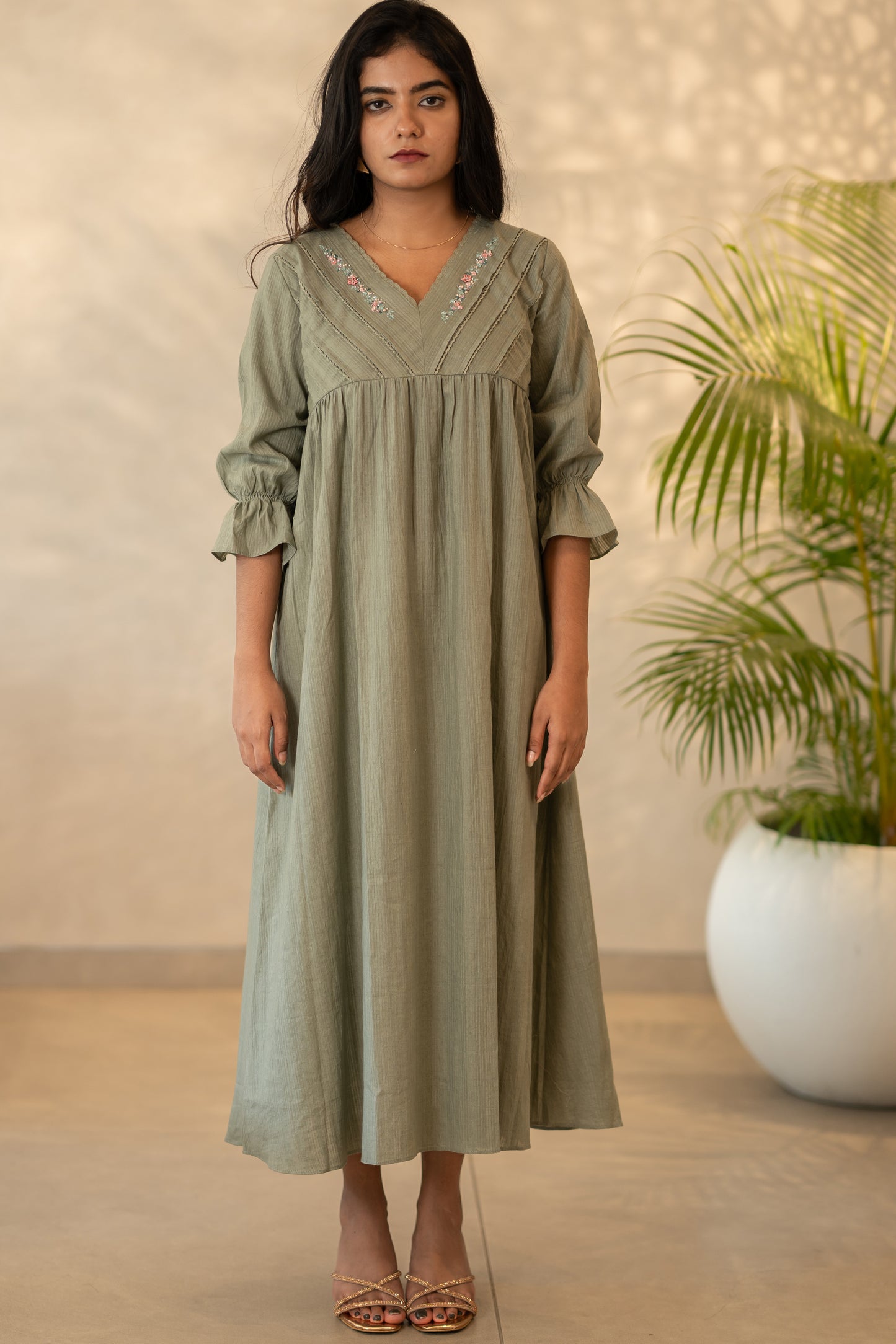 Olive Green Handloom Kurthi