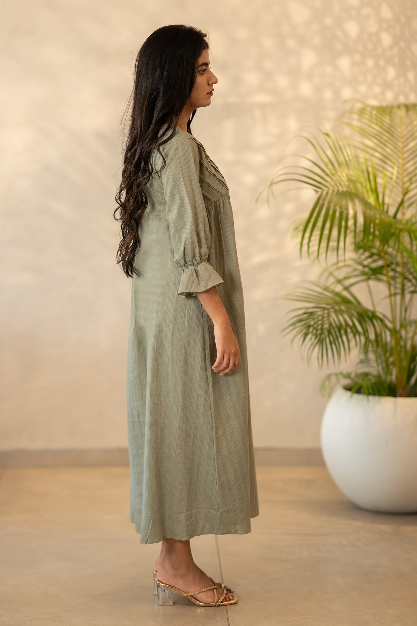 Olive Green Handloom Kurthi