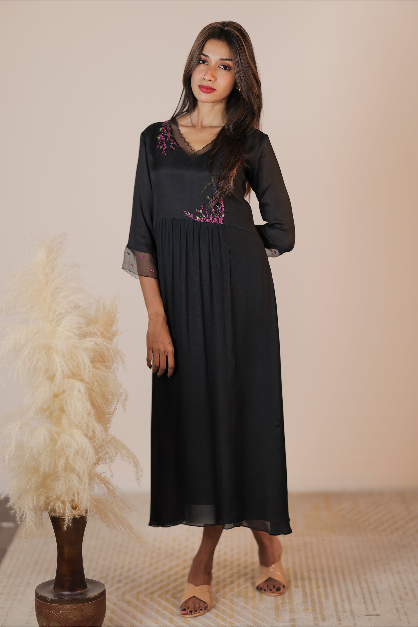 Black Crape georgette Frock