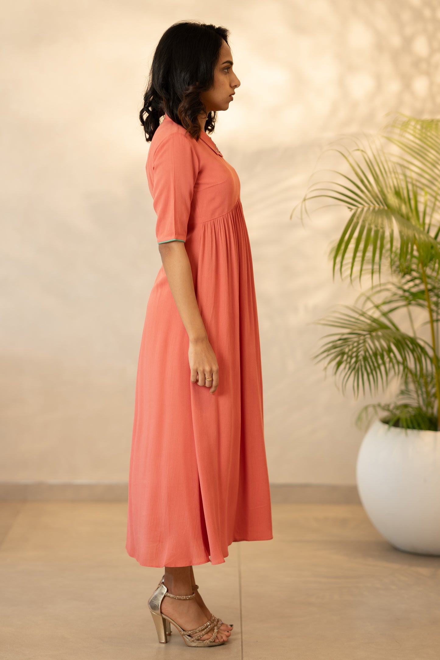 Coral Red Rayon Kurti