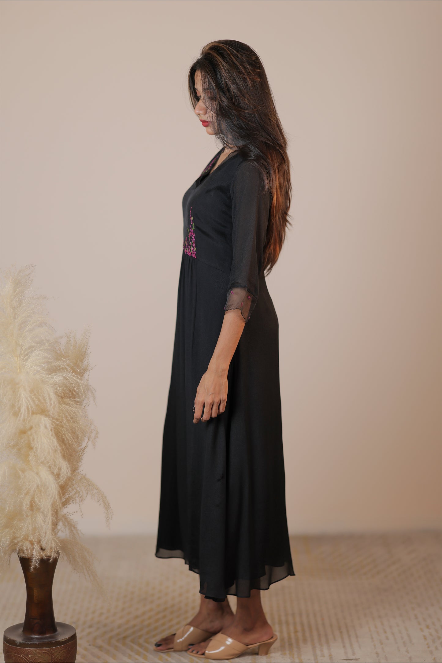 Black Crape georgette Frock