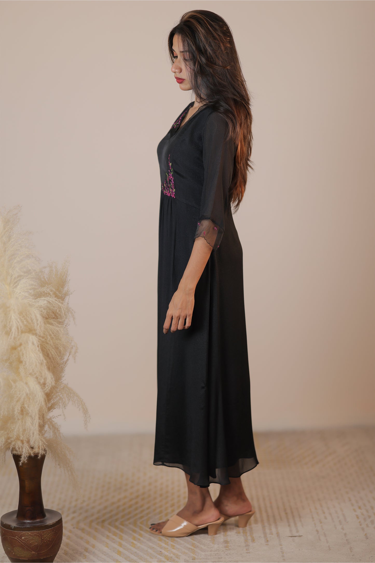 Black Crape georgette Frock