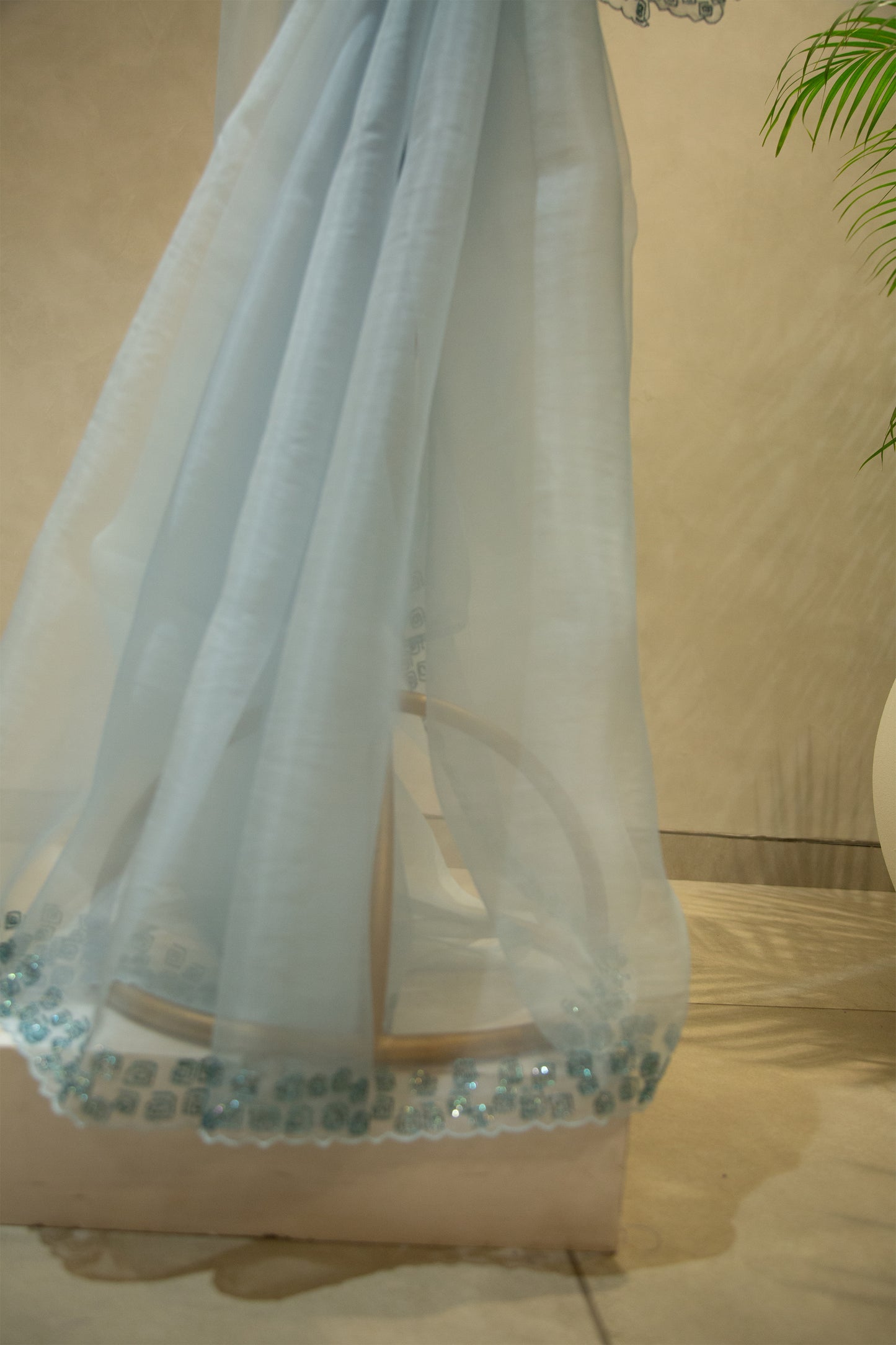 Powder Blue Organza Saree