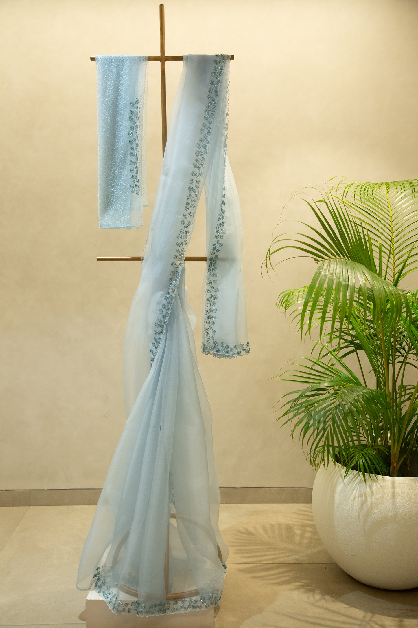 Powder Blue Organza Saree