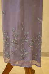 Purple  Hand Embroidered Semi- Stitched Salwar Set