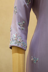 Purple  Hand Embroidered Semi- Stitched Salwar Set