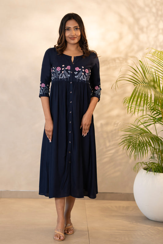 Embroidered Front Open Kurti