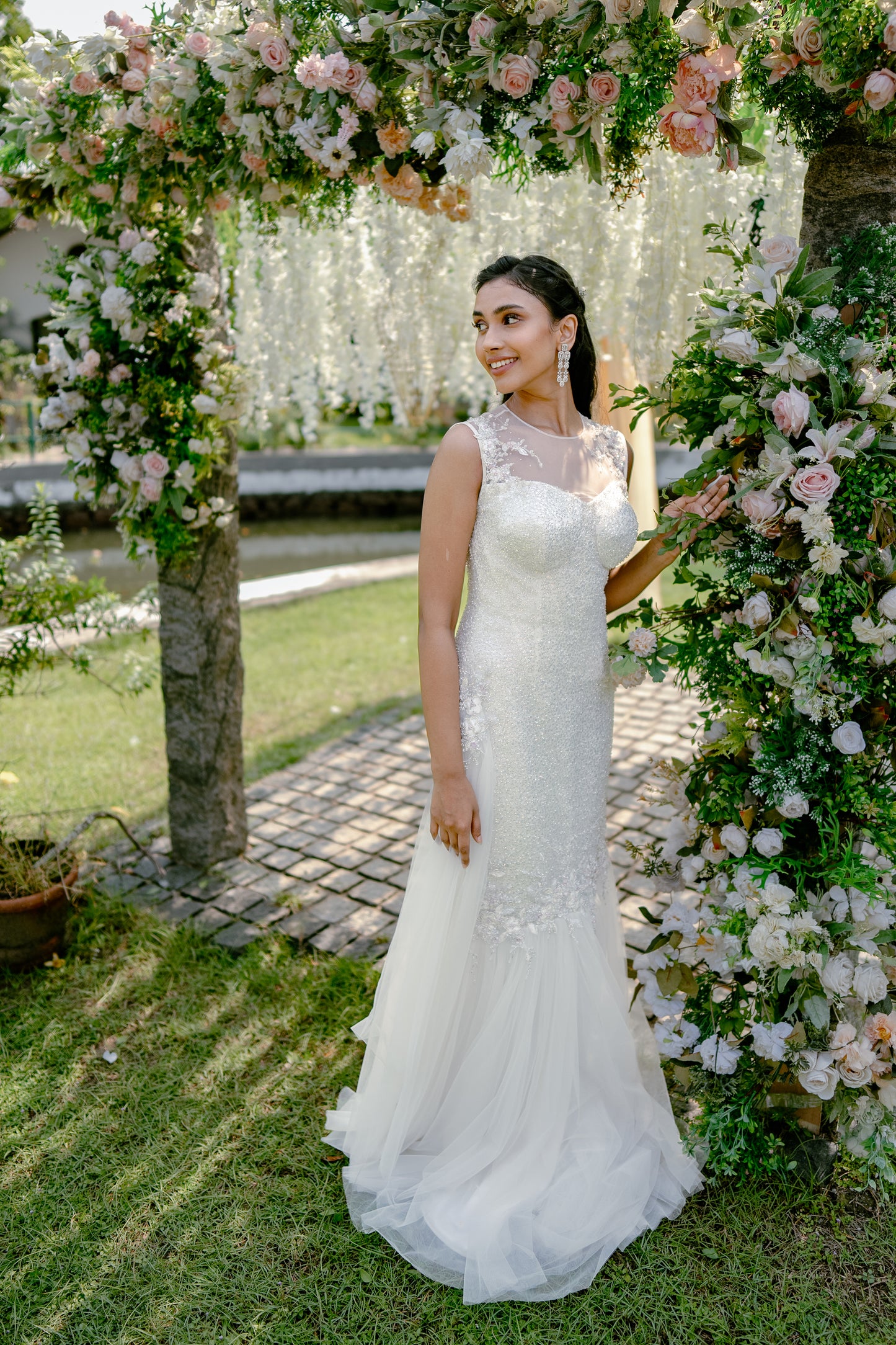 Paris white hand-embroidery wedding gown