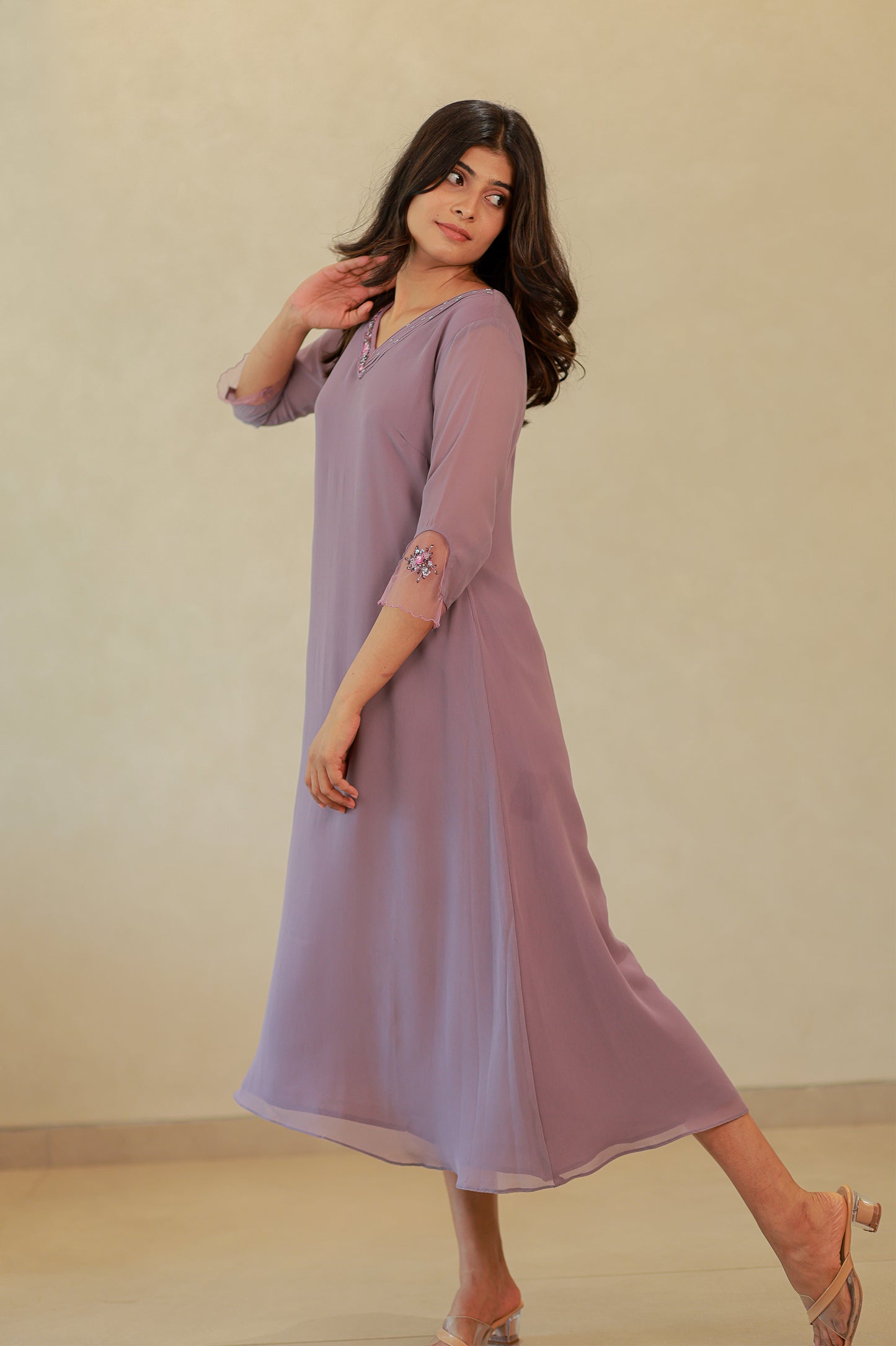 Dull purple georgette Kurti