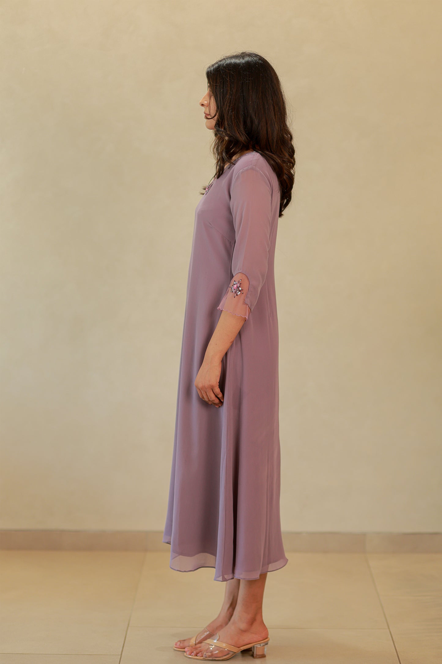 Dull purple georgette Kurti