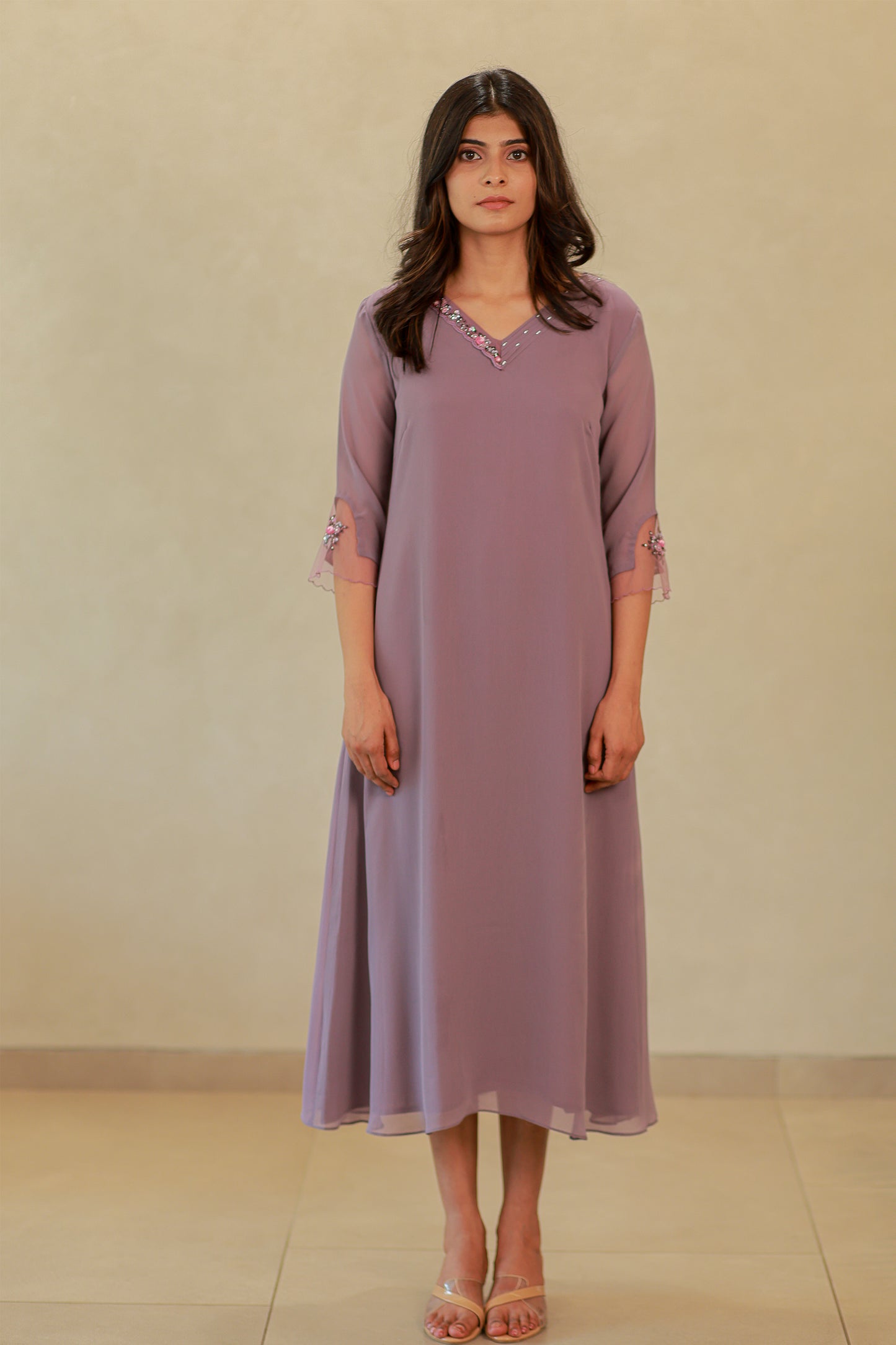 Dull purple georgette Kurti