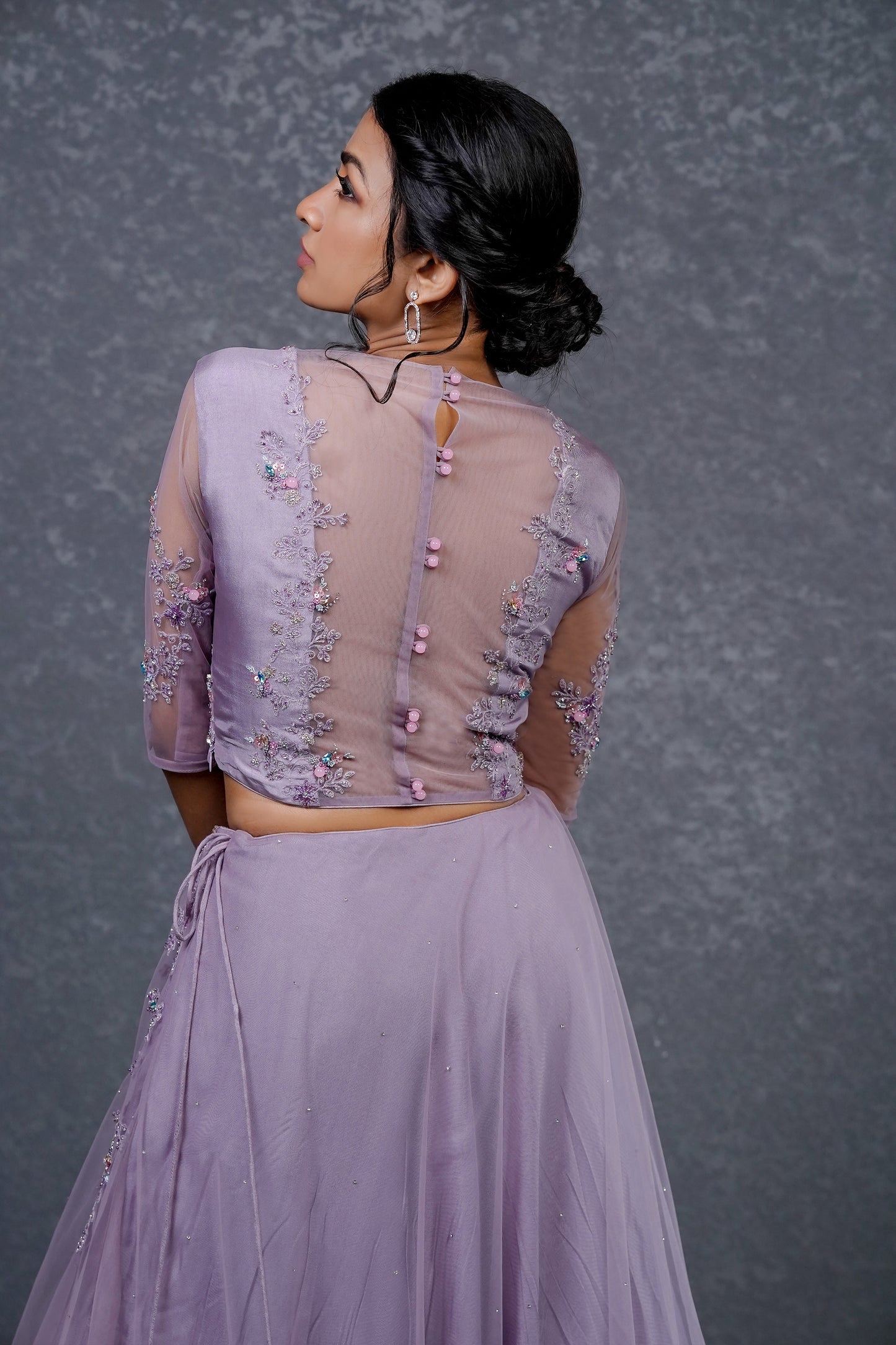 Paris dusty lavender soft net lehenga