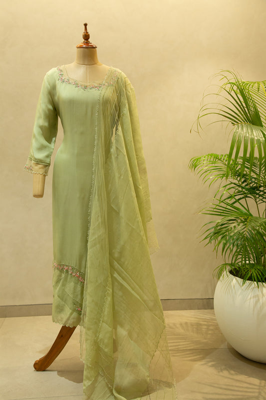 Organza Semi Stitched Salwar Set