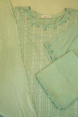 Sage Green Hand Embroidered Semi- Stitched Salwar Set