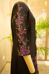 Embroidered Black Semi- Stitched Salwar Set