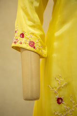 Yellow Upada Silk Semi- Stitched Salwar Set