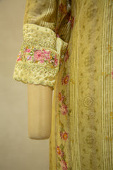 Hand Embroidered Chanderi Banarasi Semi- Stitched Salwar Set
