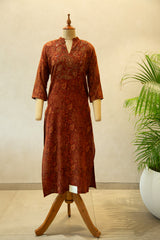 Sienna printed Ajrakh cotton kurti