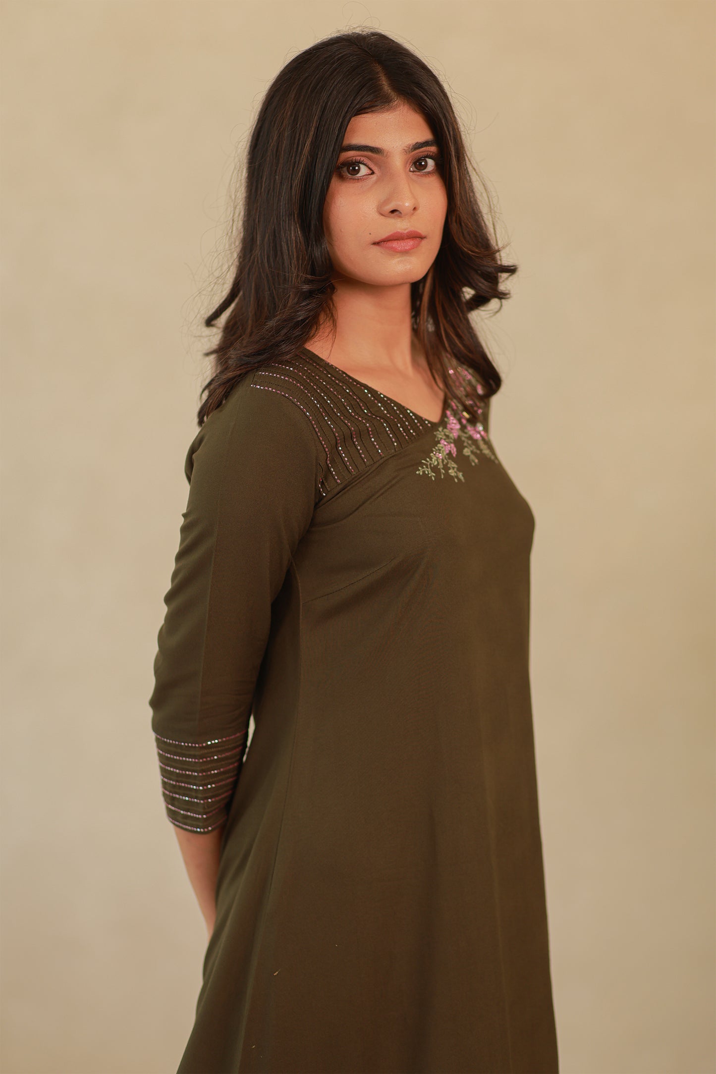 Olive green rayon kurti