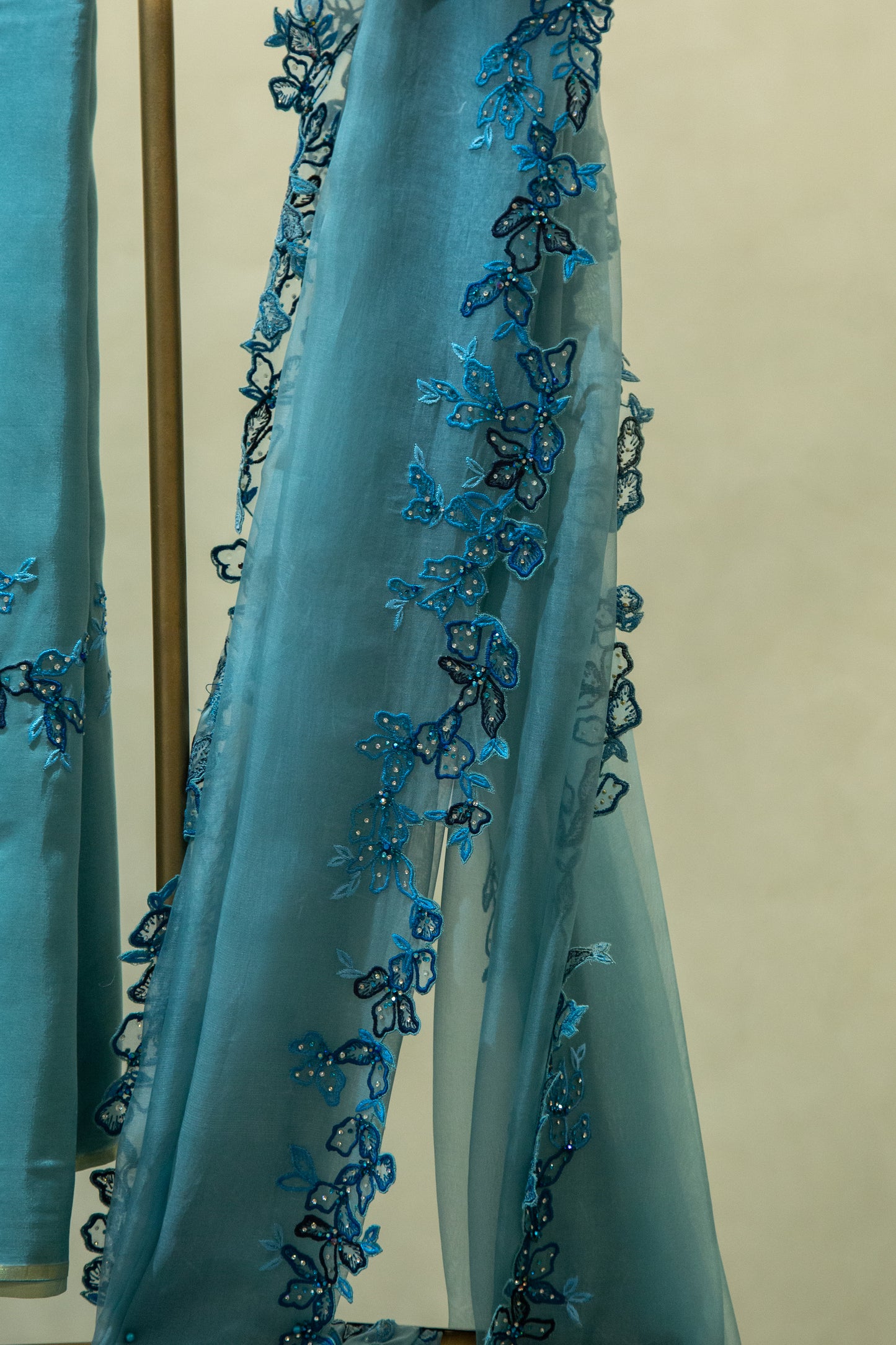 Ice Blue Pure Organza Saree