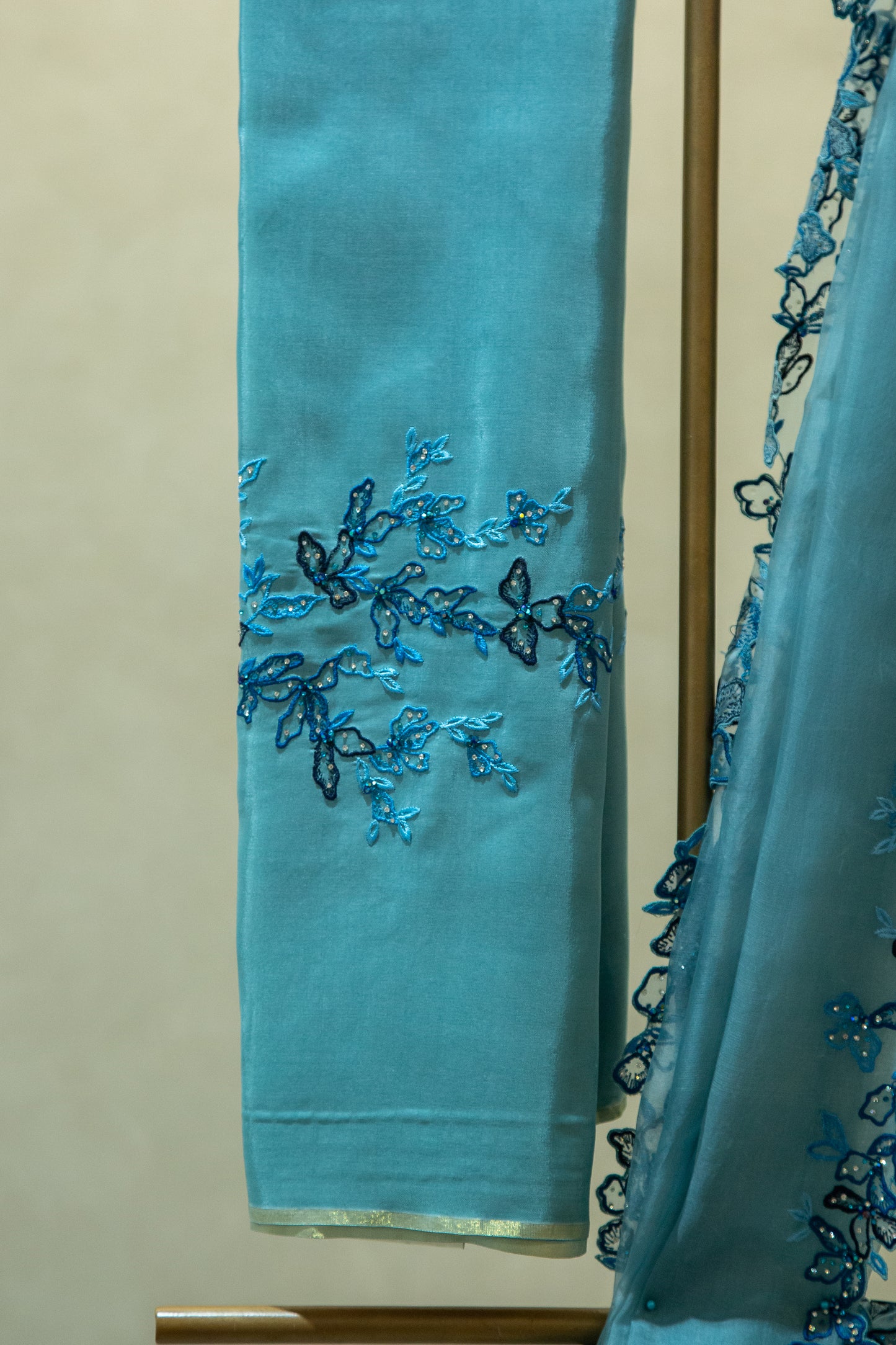 Ice Blue Pure Organza Saree