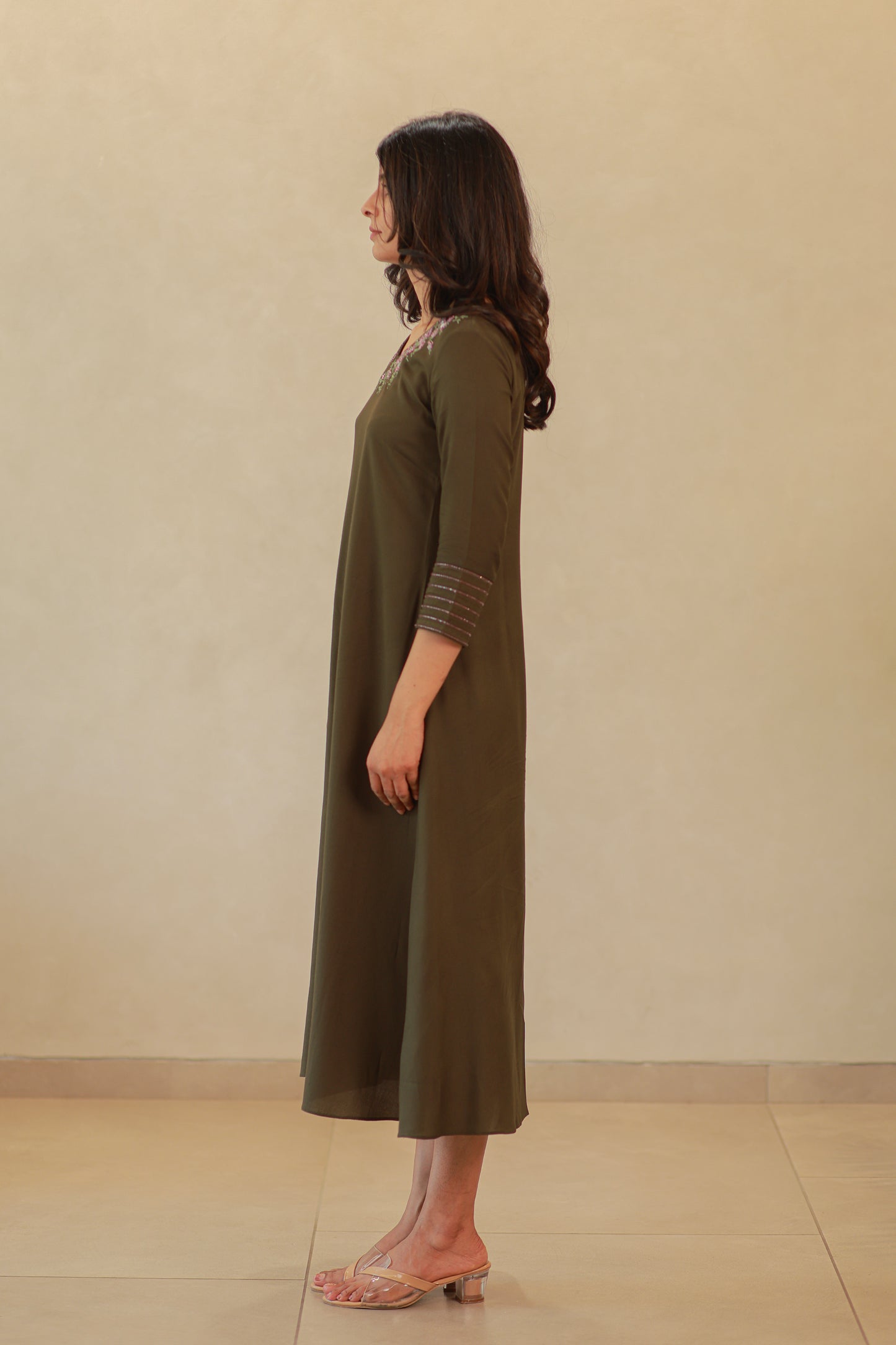 Olive green rayon kurti