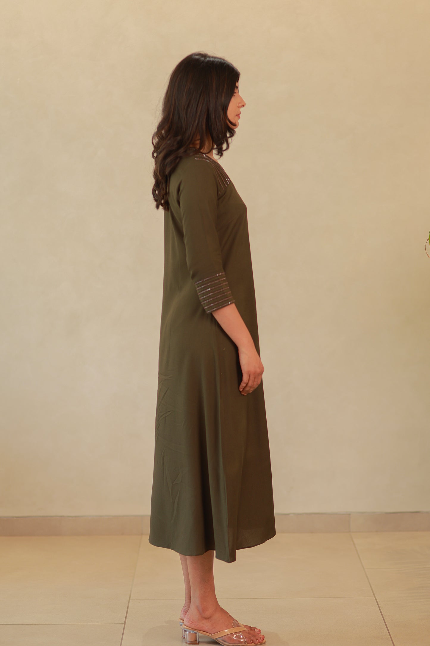 Olive green rayon kurti