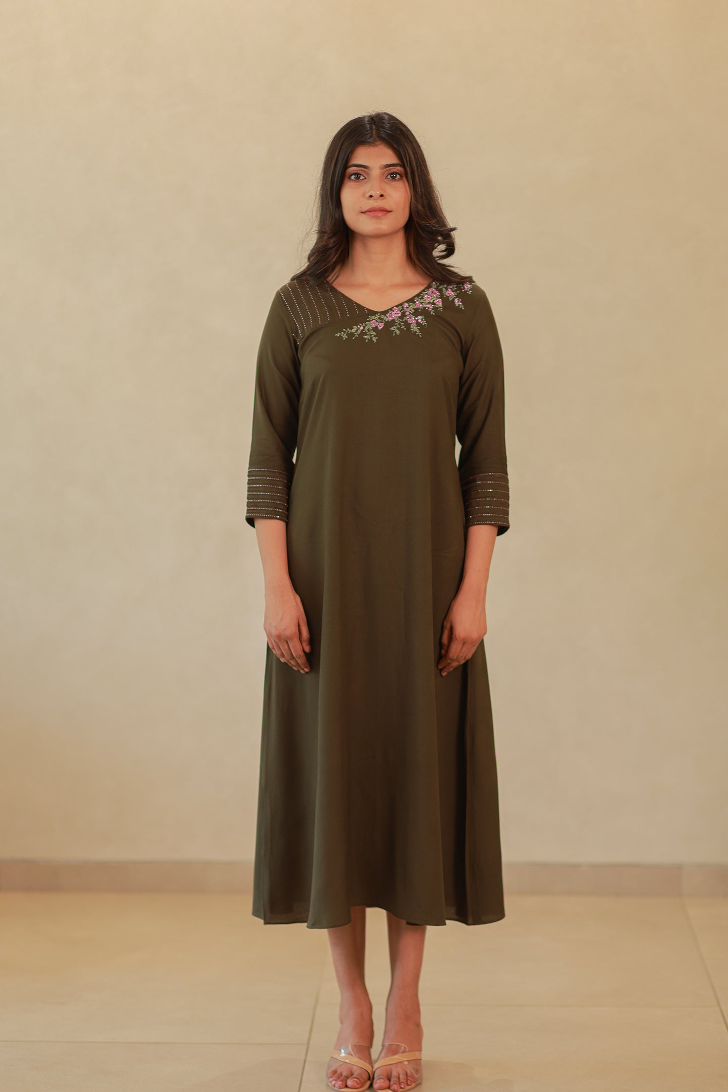 Olive green rayon kurti