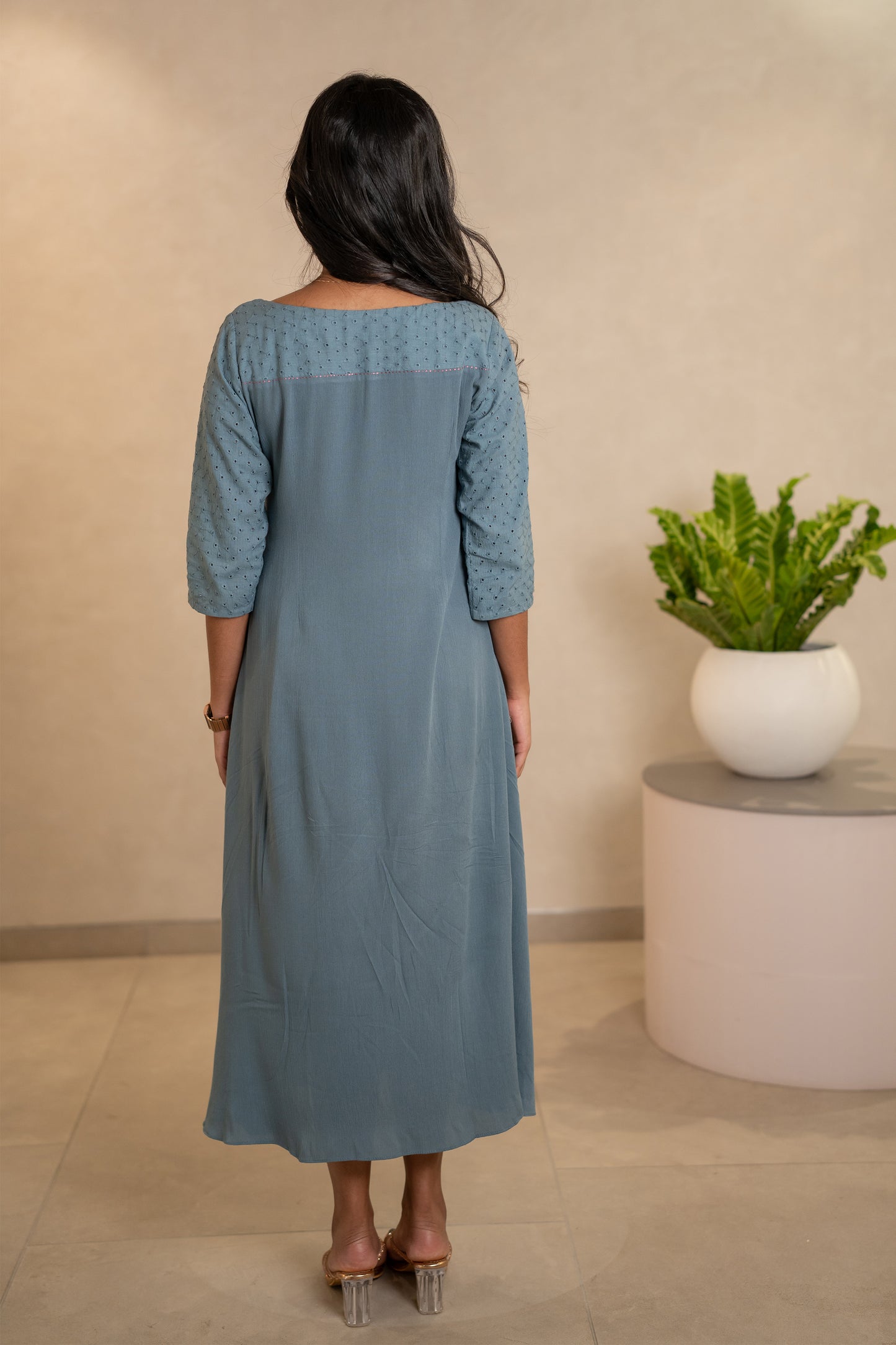 Ash Blue Rayon Kurti