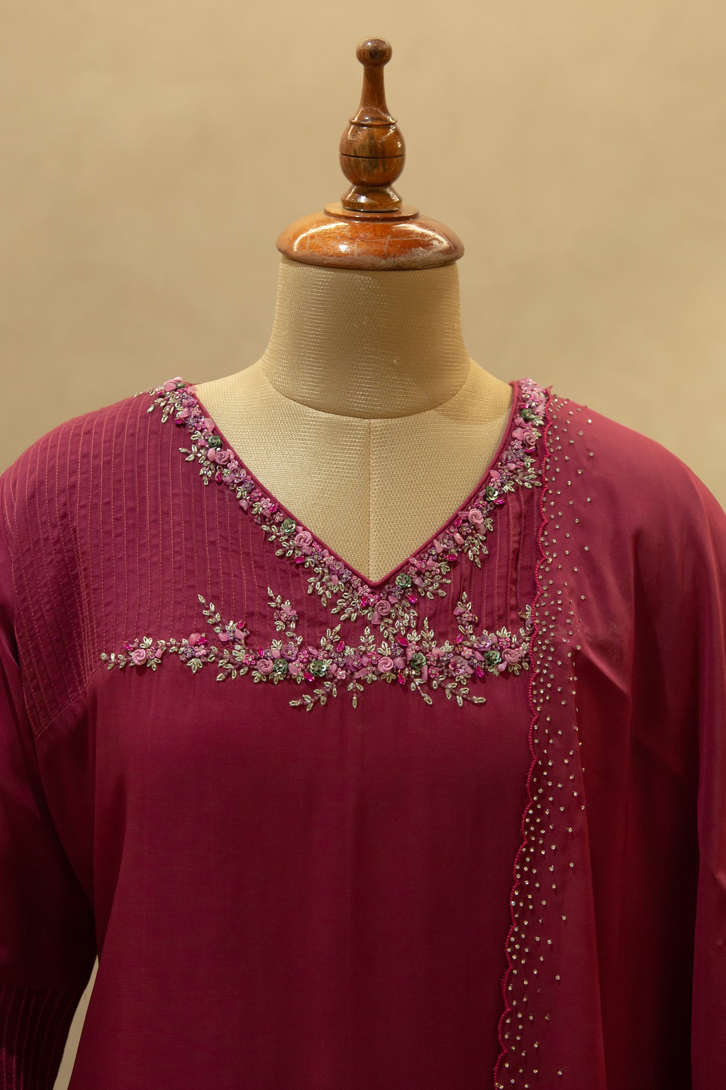 Raspberry Pink Semi- Stitched Salwar Set