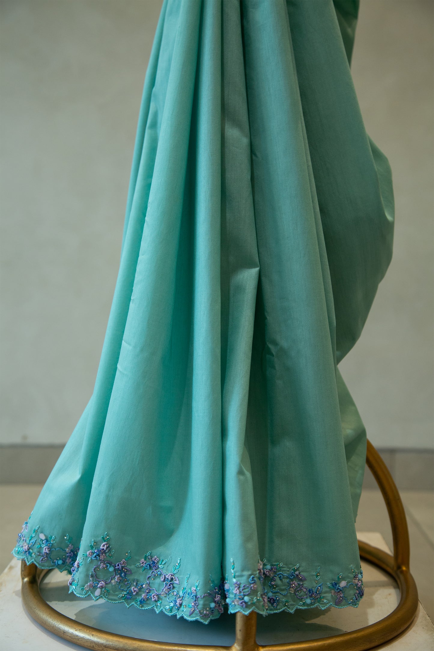 Aqua marine green Kathan Tissue saree