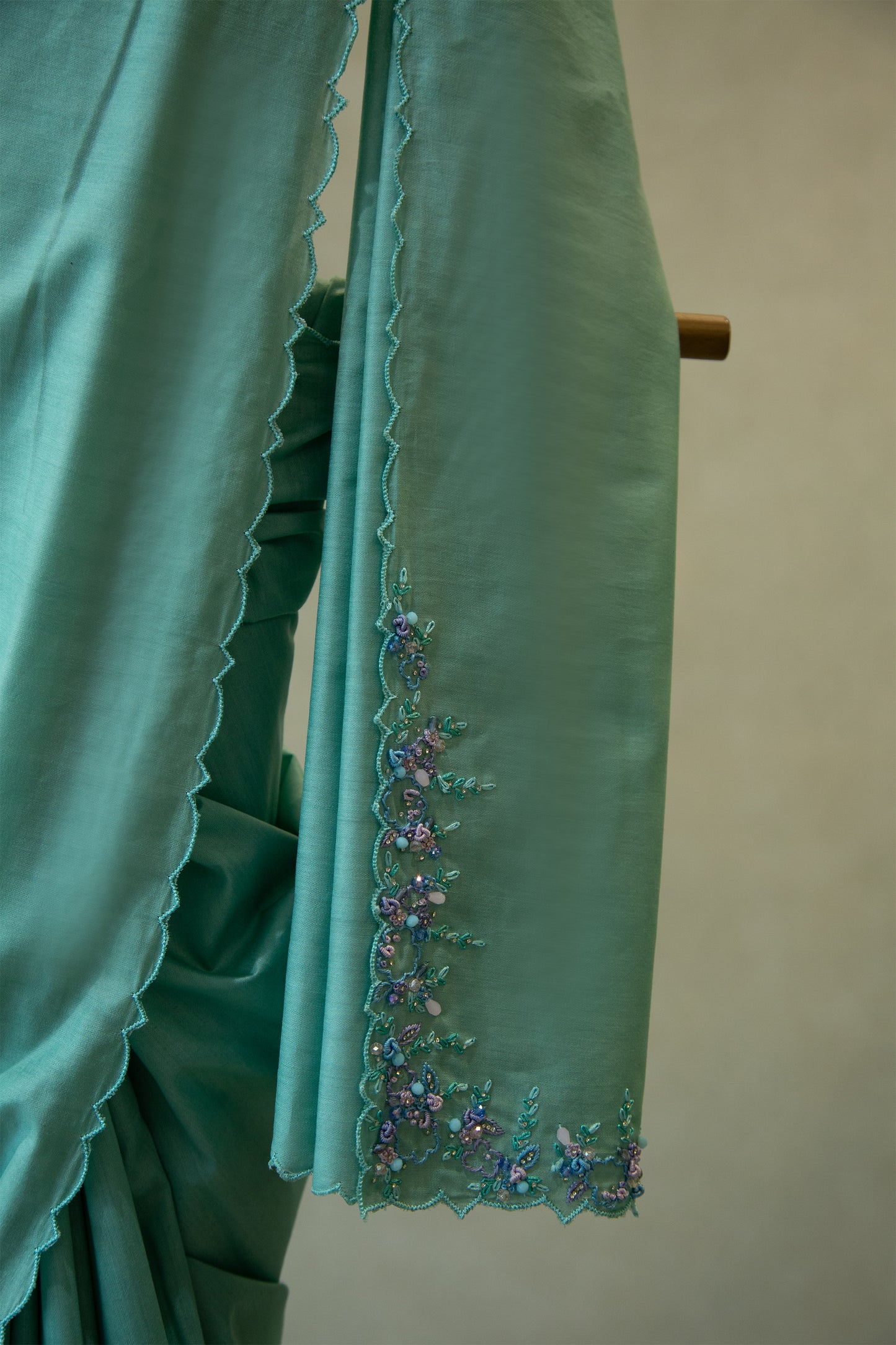 Aqua marine green Kathan Tissue saree