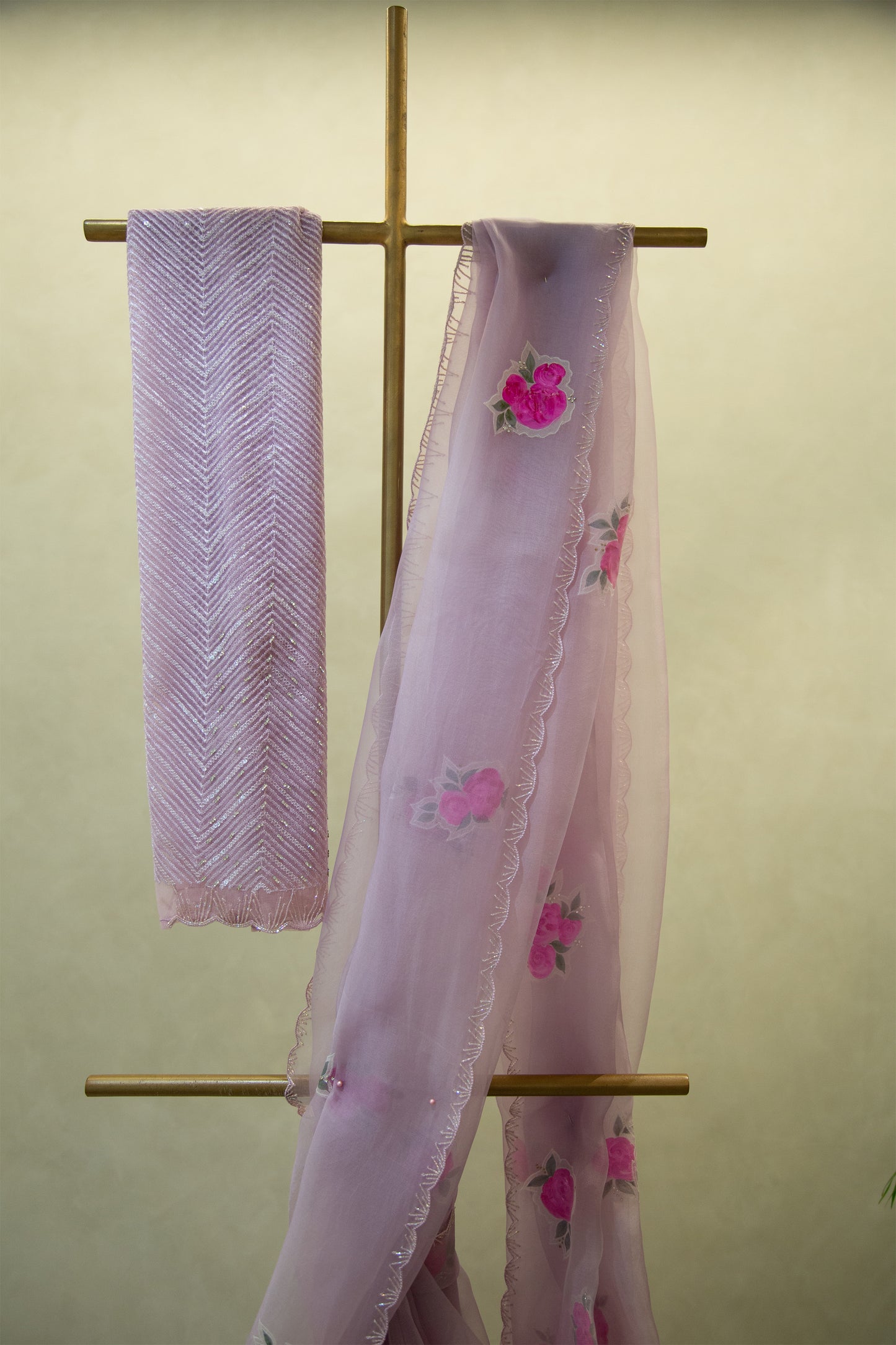 Hand Painted Organza Fabric Saree