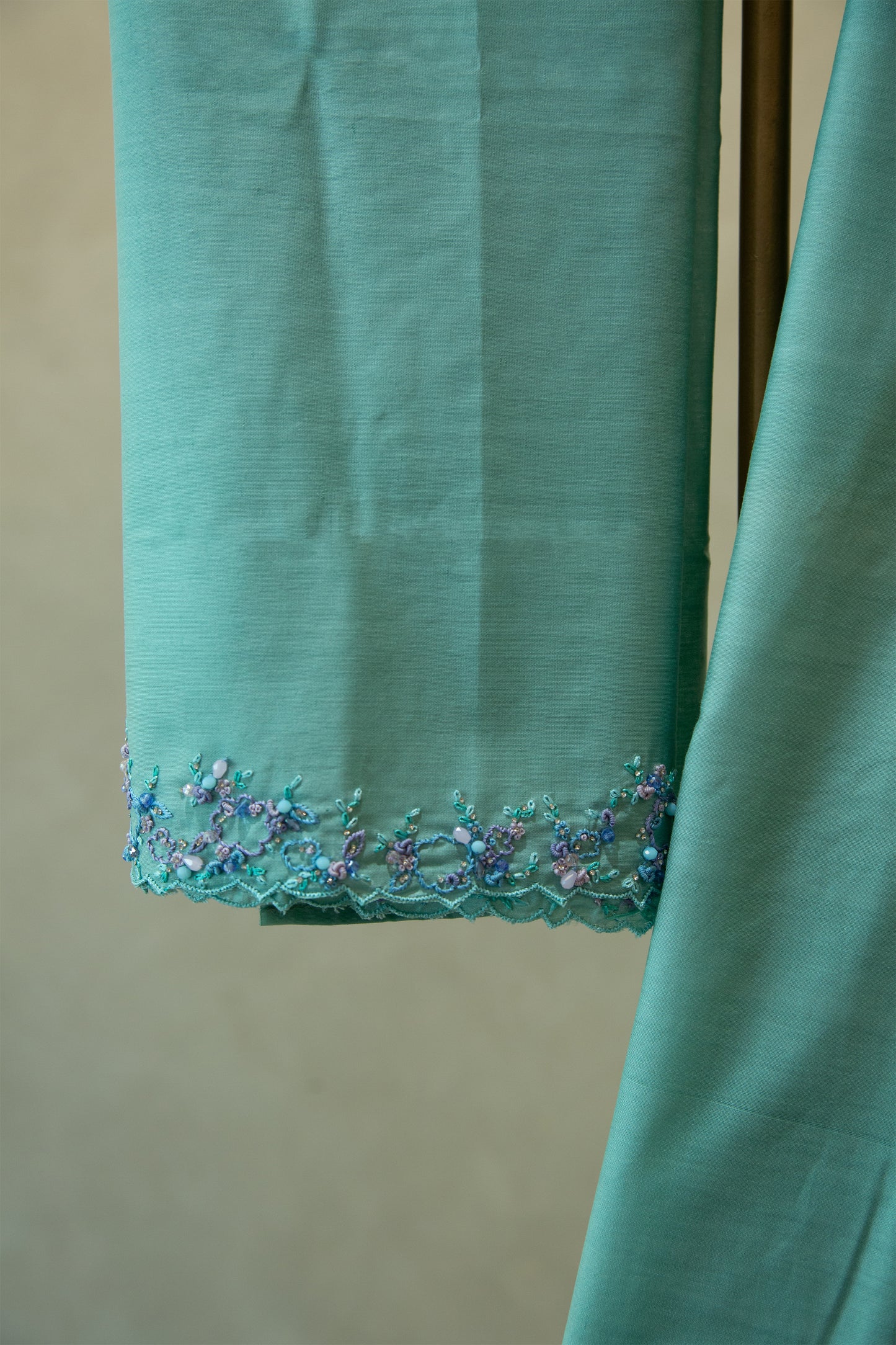 Aqua marine green Kathan Tissue saree