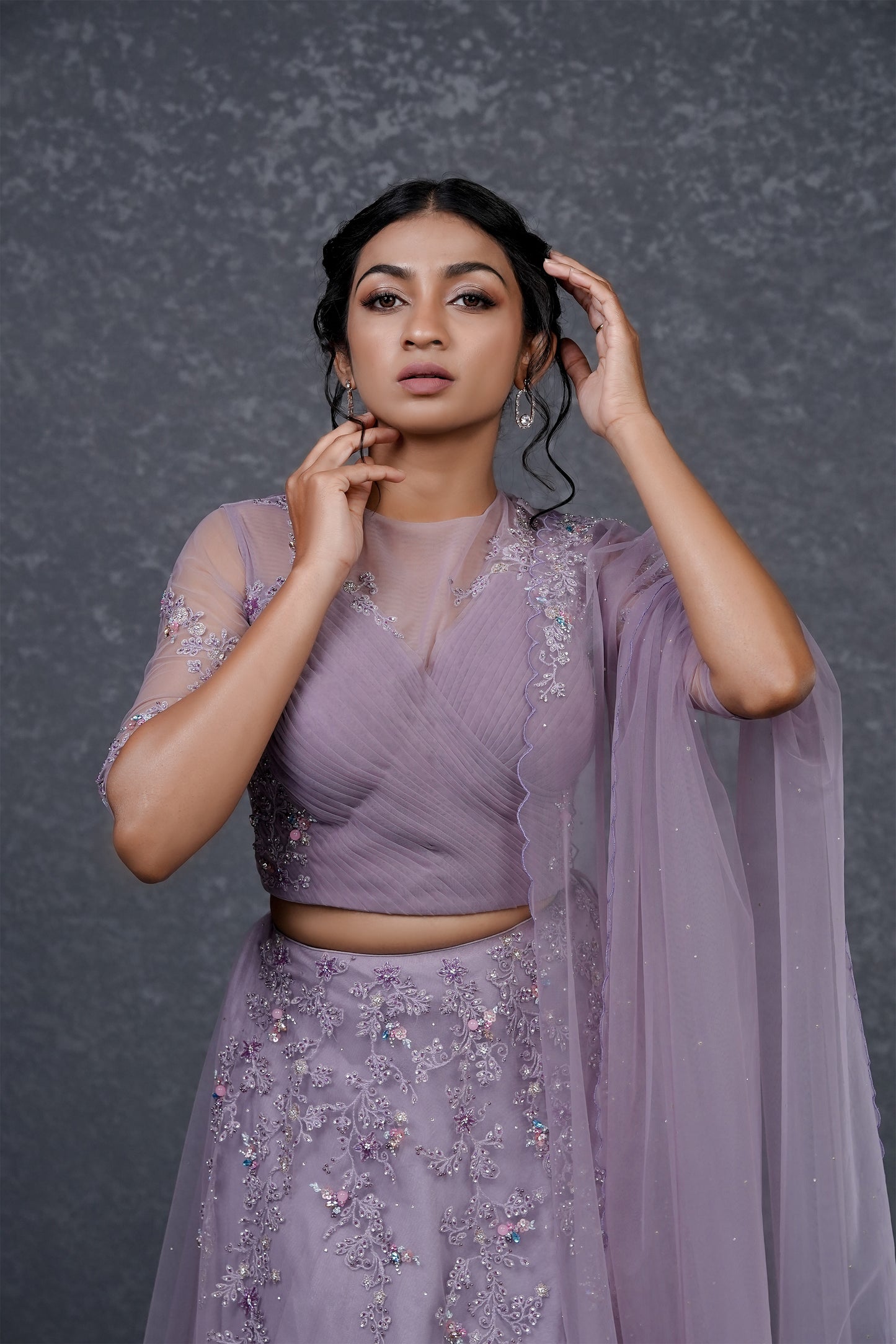 Paris dusty lavender soft net lehenga